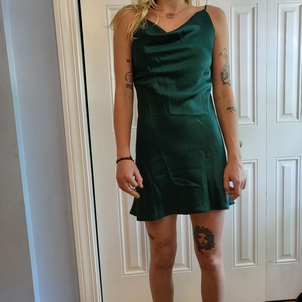 Princess Polly slip dress, size 2, emerald green.